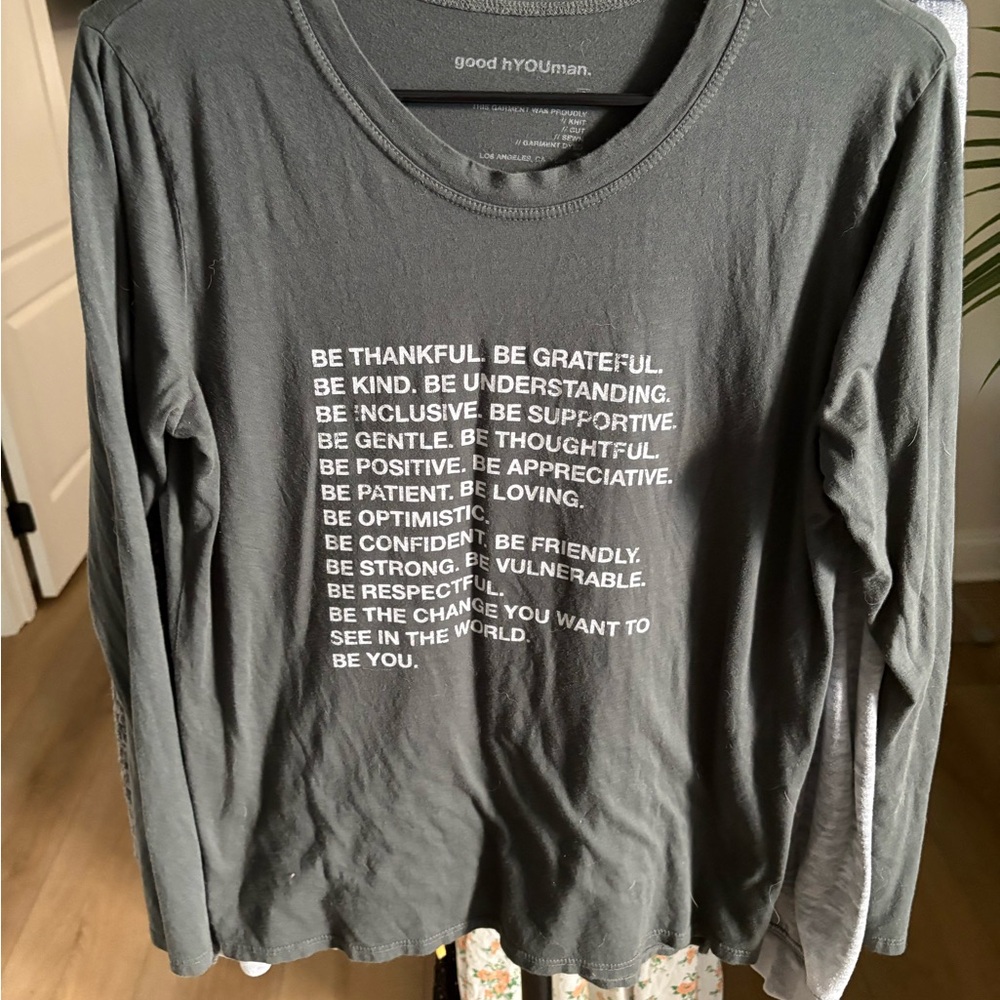 Good hYOUman Charcoal Inspirational Tee